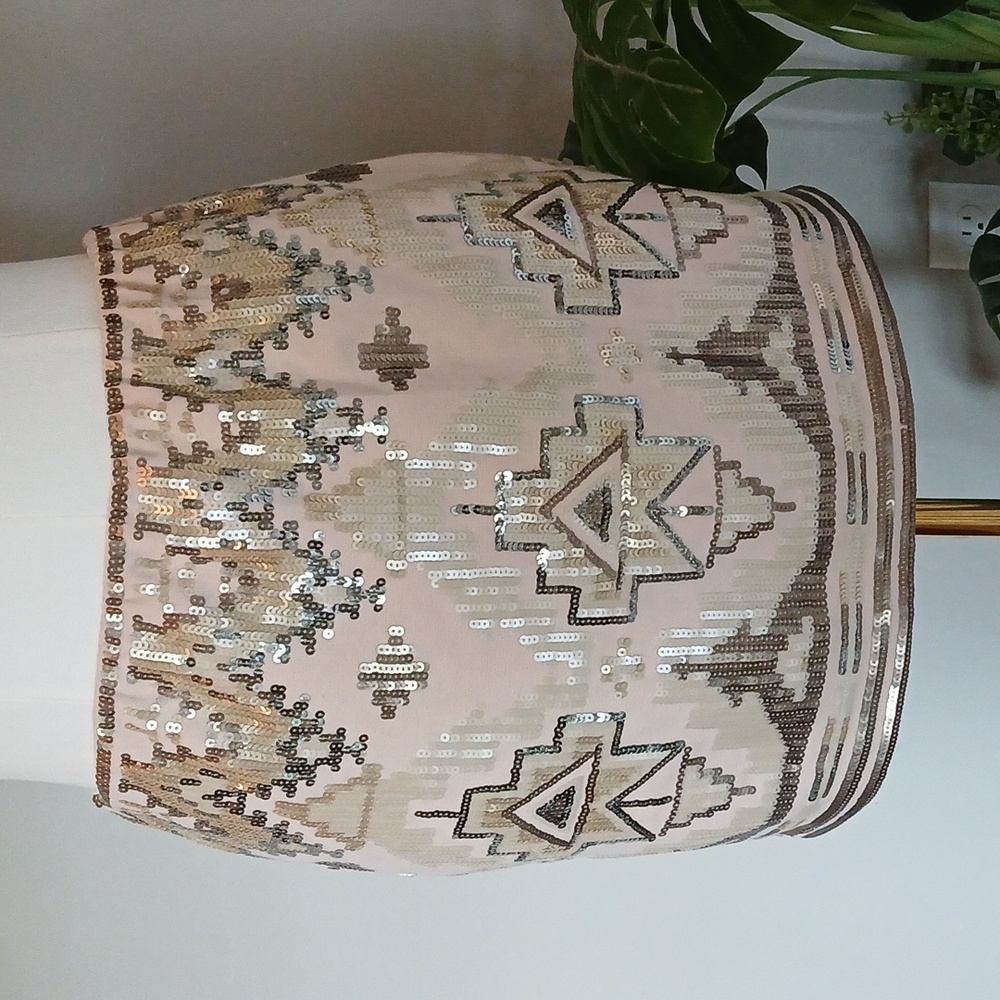 Beige Taupe Gray Sequin Skirt English Rose